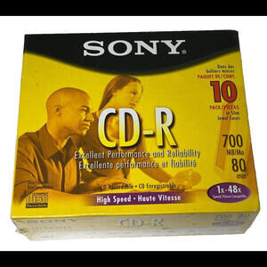 Sony CD-R Audio Recordable 5 Pack 80 Minutes in Slim Jewel Cases 5CRM80L2 NEW